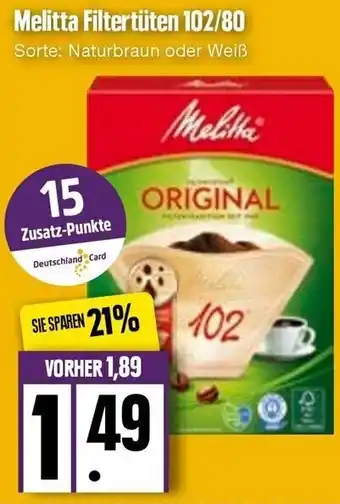 Edeka Melitta Filtertüten 102/80 Angebot