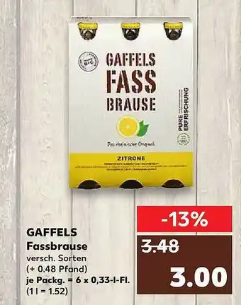 Kaufland Gaffels Fassbrause 6x0,33L Angebot