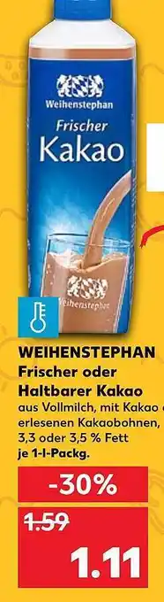 Kaufland Weihenstephan Frischer Oder Haltbarer Kakao 1L Angebot