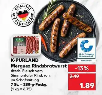 Kaufland K-Purland Merguez Rindsbratwurst 280g Angebot