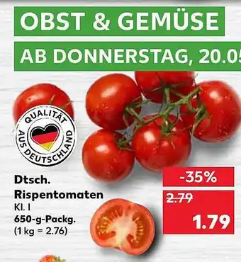 Kaufland Dtsch. Rispentomaten 650g Angebot