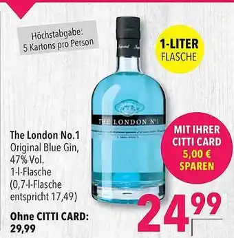 CITTI Markt The London No. 1 Original Blue Gin 1L Angebot