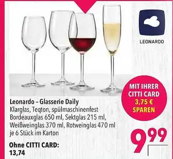 CITTI Markt Leonardo  Glasserie Daily Angebot