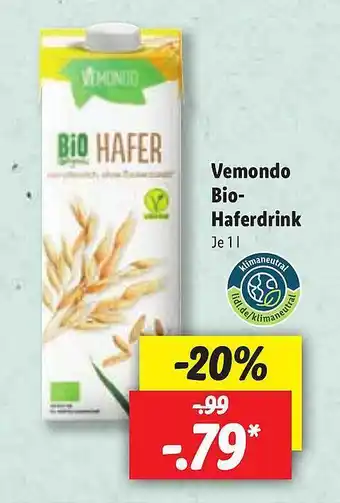Lidl Vemondo Bio Haferdrink 1L Angebot