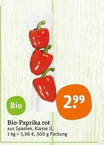 tegut Bio Paprika Rot 500g Angebot