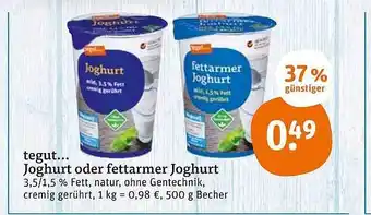 tegut Joghurt Oder Fettarmer Joghurt 500g Becher Angebot