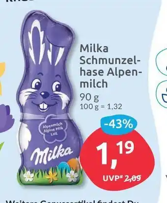 Budni Milka Schmunzelhase Alpenmilch 90g Angebot