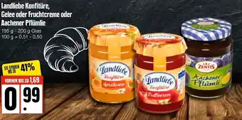 Edeka Landliebe Konfitüre, Gelee oder Fruchtcreme oder Aachener Pflümlie 195 g-200 g Glas Angebot