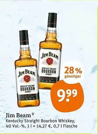 tegut Jim Beam Kentucky Straight Bourbon Whiskey 0,7L Angebot