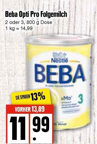 Edeka Beba opti pro Folgemilch 3800 g Dose Angebot