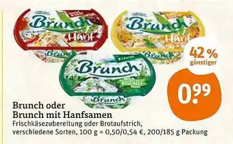 tegut Brunch Oder Brunch Mit Hanfsamen 200/185g Angebot