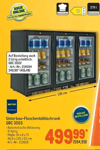 METRO Metro professional unterbau-flaschenkühlschrank gbc 3003 Angebot