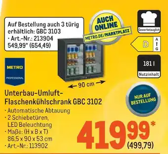 METRO Metro professional unterbau-umluft-flaschenkühlschrank gbc 3102 Angebot