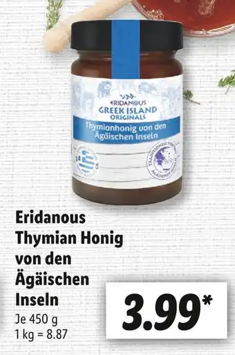 Lidl Eridanous thymian honig von den ägäischen inseln Angebot