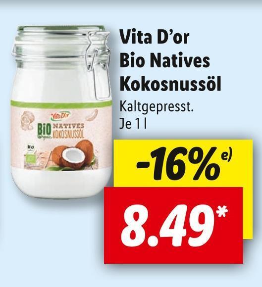 Vita d’or bio natives kokosnussöl Angebot bei Lidl