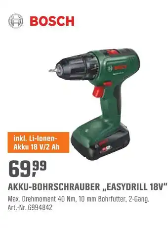 OBI Bosch akku-bohrschrauber „easydrill 18v“ Angebot