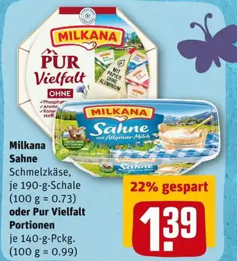 REWE Milkana sahne oder pur vielfalt portionen Angebot