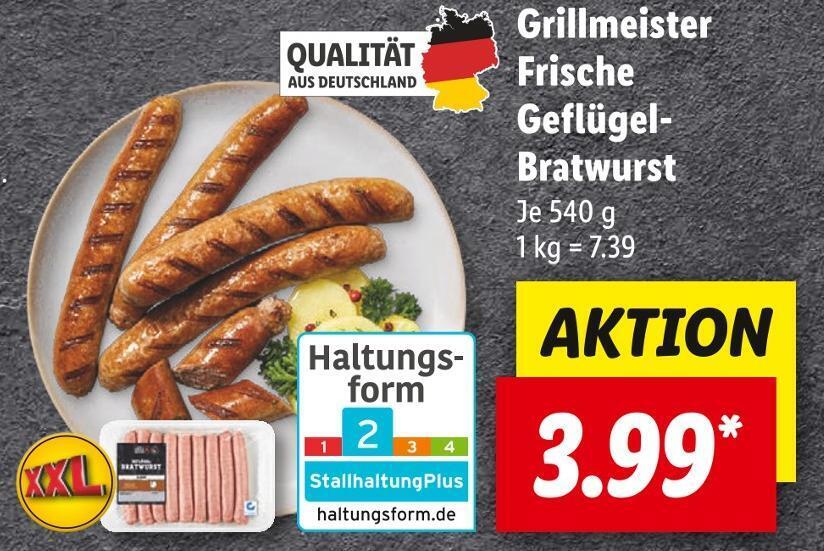 Grillmeister frische geflügel bratwurst Angebot bei Lidl