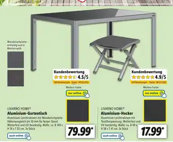 Lidl Livarno home aluminium-gartentisch oder aluminium-hocker Angebot