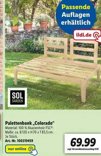 Lidl Sol garden palettenbank „colorado“ Angebot