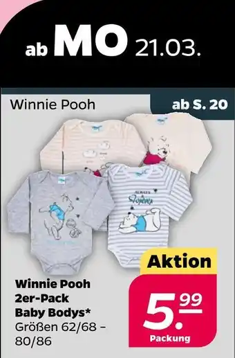 NETTO Winnie pooh 2er-pack baby bodys Angebot