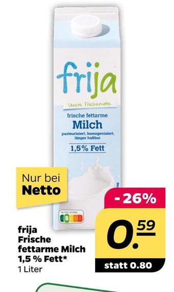 NETTO Frija frische fettarme milch Angebot