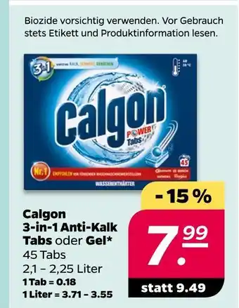 NETTO Calgon 3-in-1 anti-kalk tabs oder gel Angebot