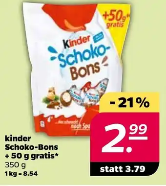 NETTO Kinder Schoko Bons + 50 g gratis 350 g Angebot