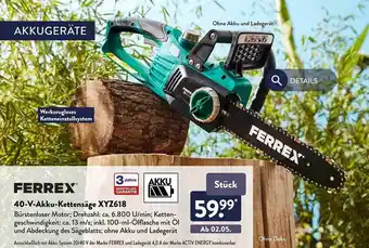 Aldi Nord Ferrex 40-v-akku-kettensäge Xyz618 Angebot