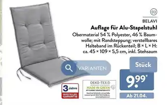 Aldi Nord Belavi Auflage Füf Alu-stapelstuhl Angebot