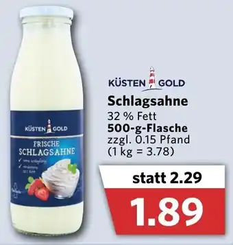 Jibi Markt Küsten Gold Schlagsahne 500g Flasche Angebot