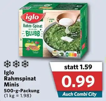 Jibi Markt Iglo Rahmspinat Minis 500g Packung Angebot