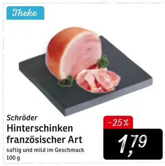 KONSUM Schröder Hinterschinken Französischer Art 100g Angebot