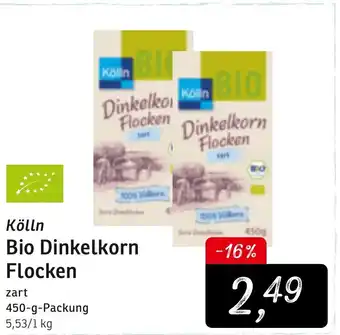 KONSUM Kölln Bio Dinkelkorn Flocken 450g Angebot