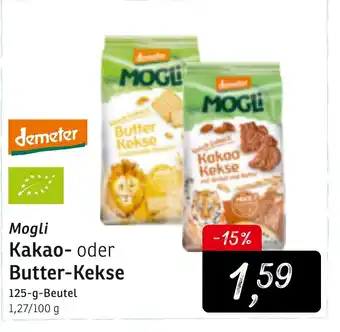 KONSUM Demeter Mogli Kakao oder Butter Kekse 125g Beutel Angebot