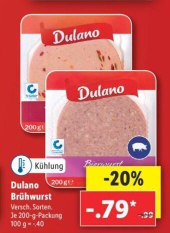 Lidl Dulano Brühwurst 200 g Angebot