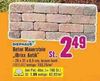 Hornbach Diephaus Beton Mauerstein „ibrixx Antik“ Angebot