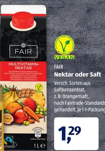 Aldi Süd Fair Nektar oder Saft Angebot