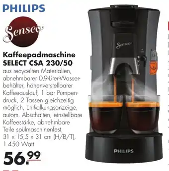 Handelshof Philips Senseo Kaffeepadmaschine Select CSA 230/50 Angebot