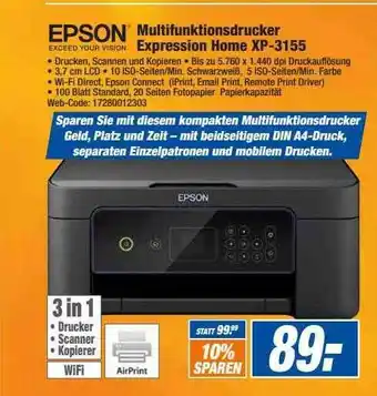 HEM Expert Epson Multifunktionsdrucker Expression Home Xp-3155 Angebot