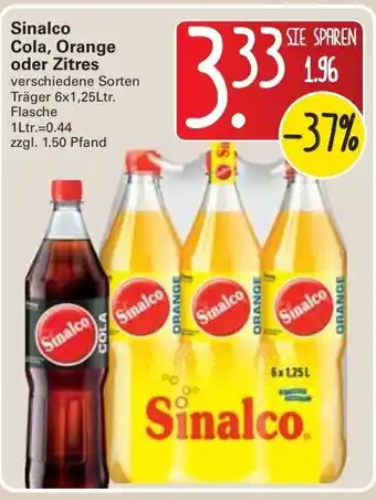 WEZ Sinalco Cola, Orange oder Zitres 6x1,25L Angebot