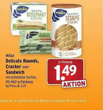 Wasgau WASA Delicate Rounds, Cracker oder Sandwich Angebot