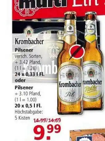 Multi Markt Krombacher Pilsener 24x0,33L/20x0,5L Angebot