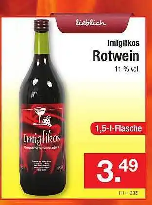 Zimmermann Imiglikos Rotwein 1,5L Angebot