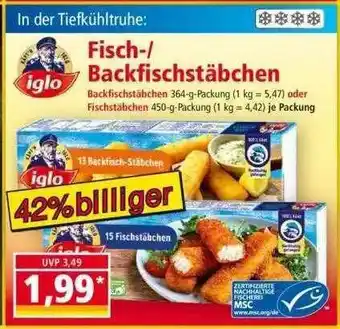 Norma Iglo Fisch- Oder Backfischstäbchen Angebot