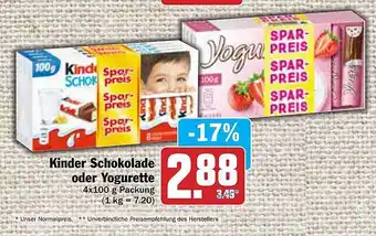 AEZ Kinder Schokolade Oder Yogurette Angebot