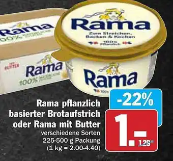 AEZ Rama Pflanzlich Basierter Brötaufstrich Oder Rama Mit Butter Angebot