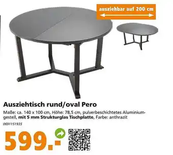 Globus Baumarkt Ausziehtisch Rund Oder Oval Pero Angebot