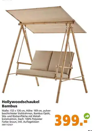 Globus Baumarkt Hollywoodschaukel Bambus Angebot