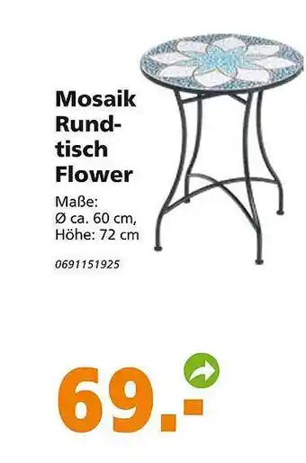 Globus Baumarkt Mosaik Rundtisch Flower Angebot